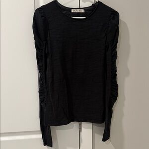 We The Free Black Ruched Long Sleeve Top